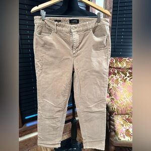 GUC Talbots Womens Corduroy Pants Size 12 Beige Slim Ankle Frayed Hem Classic